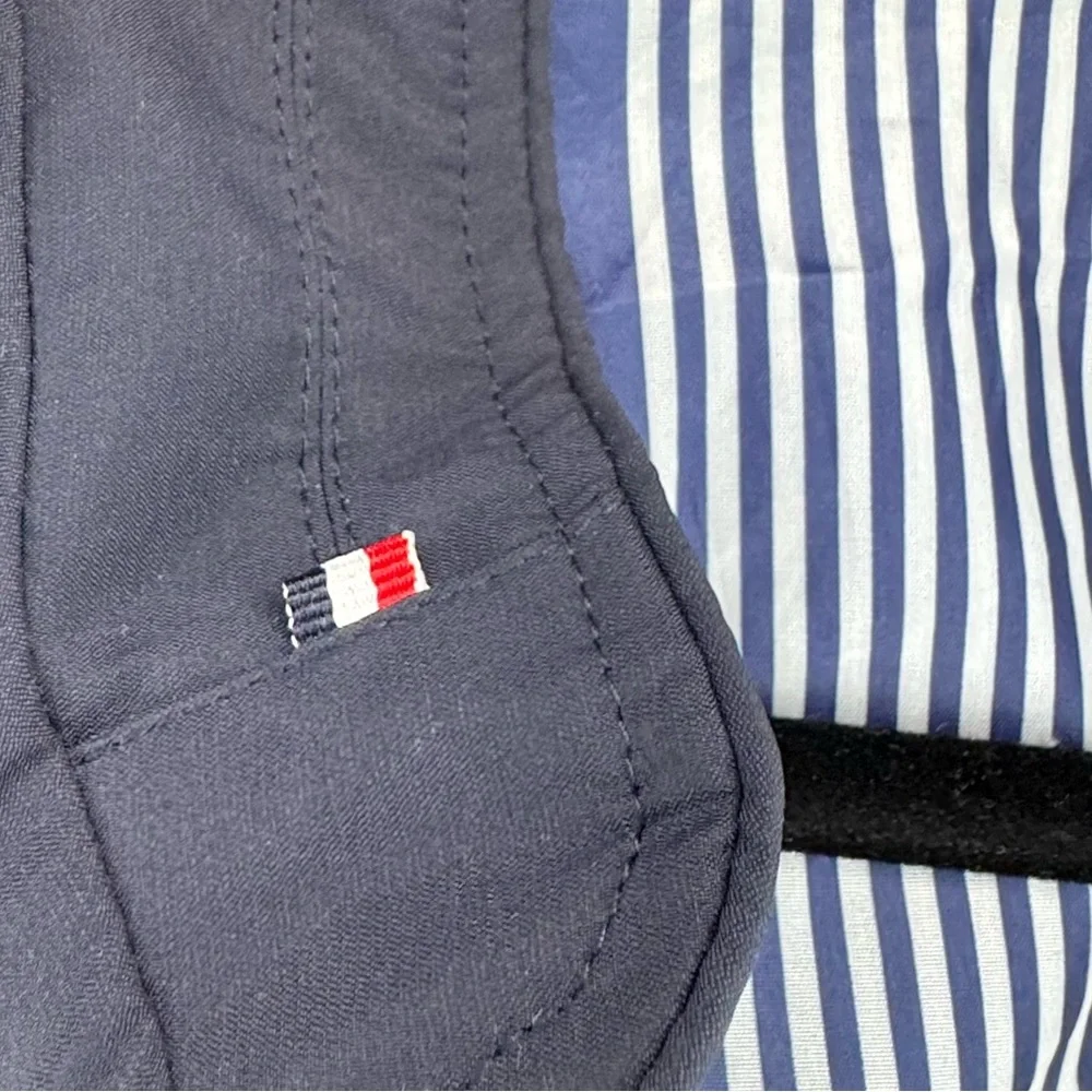 Men's Navy Lightweight Zip Jacket Striped Lining Preppy Casual Windbreaker L